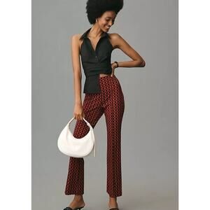 Maeve Anthropologie Size M The Margot Pant Flare Trousers Flattering Red Plaid